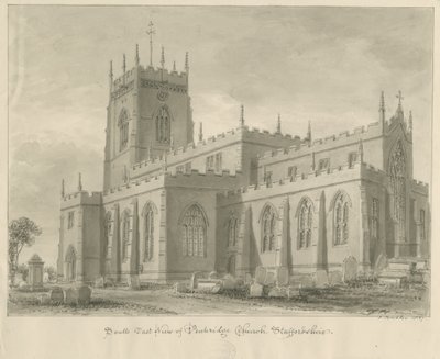 Penkridge Church: seepiapiirros tekijältä John Buckler