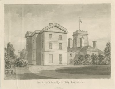 Ranton Abbey [Priory]: seepiapiirustus, 1842 tekijältä John Buckler