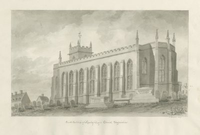 Rowley Regis Church: seepiapiirustus, 1847 tekijältä John Buckler