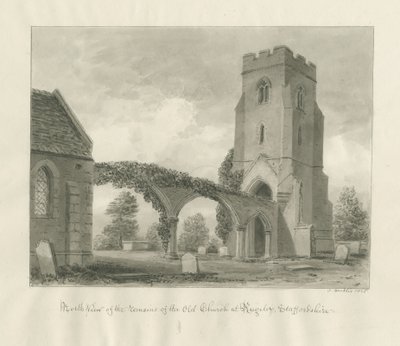 Rugeley Church (vanha): seepiapiirustus tekijältä John Buckler