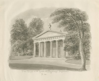 Shugborough - Doric Temple: seepiapiirustus, 1842 tekijältä John Buckler
