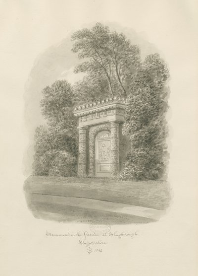 Shugborough - Monumentti: seepiapiirros tekijältä John Buckler