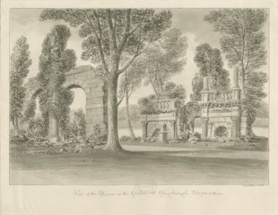 Shugborough - Rauniot puutarhassa: seepiapiirros tekijältä John Buckler