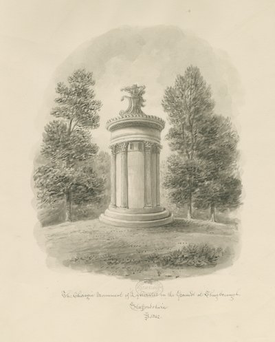 Shugborough - Lysikrateen koraginen muistomerkki: seepiapiirustus tekijältä John Buckler