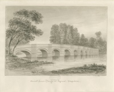 Shugborough Bridge: seepiapiirros, nd [?1840-luku] tekijältä John Buckler