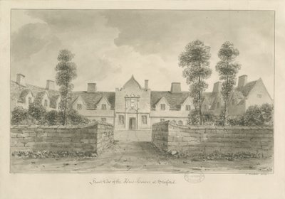 Stafford - Alms Houses: seepiapiirros tekijältä John Buckler