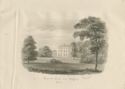 Stafford - Cresswell Hall: seepiapiirros tekijältä John Buckler