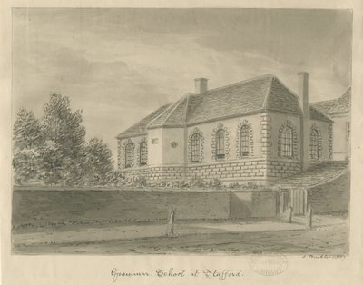 Stafford - Grammar School: seepiapiirustus, 1837 tekijältä John Buckler