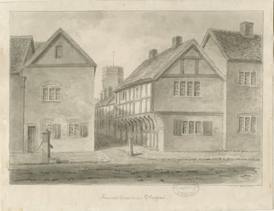 Stafford - Little Church Lane: seepiapiirros, 1841 tekijältä John Buckler