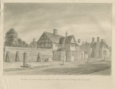 Stafford - [The White Lion Inn]: seepiapiirustus, 1842 tekijältä John Buckler
