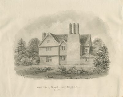 Standon Hall: seepiapiirustus tekijältä John Buckler