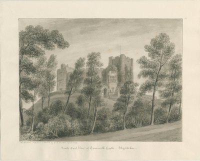 Tamworth Castle: seepiapiirustus, huhtikuu 1849 (piirustus) tekijältä John Buckler