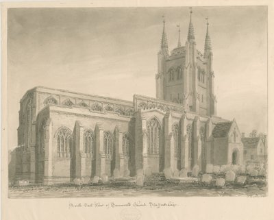 Tamworth Church: seepiapiirustus tekijältä John Buckler