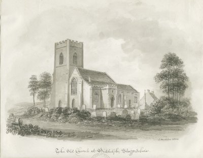 Vanha kirkko Biddulphissa, Staffordshire, 1844 tekijältä John Buckler