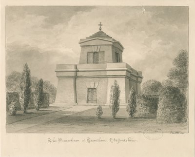 Trentham - Mausoleumi: seepiapiirros tekijältä John Buckler