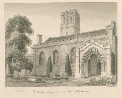 Trentham Church: seepiapesupiirustus, 1840 tekijältä John Buckler