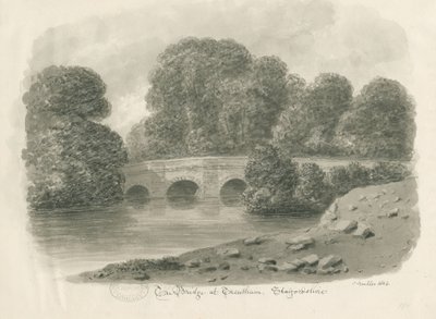 Trentham Hall - Bridge: seepiapesupiirros, 1844 tekijältä John Buckler