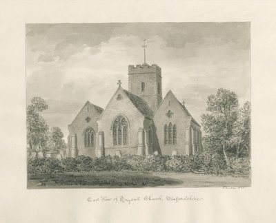 Trysullin kirkko: seepiapesupiirustus, 1846 tekijältä John Buckler
