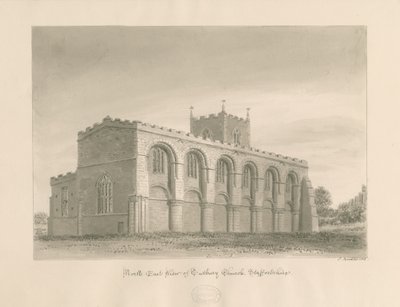Tutbury Priory Church: seepiapesupiirros, 1812 tekijältä John Buckler