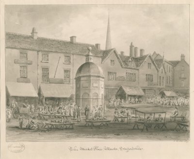 Uttoxeter Town - Market Place: seepiapesupiirros tekijältä John Buckler