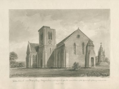 Walton-on-the-Hill Church: seepiapesupiirros, 1844 tekijältä John Buckler
