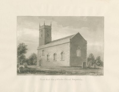 Warslow Church: seepiapiirustus tekijältä John Buckler