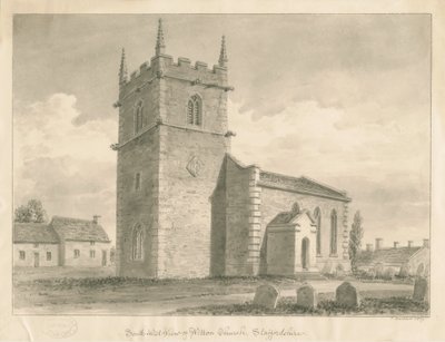 Wetton Church: seepiapiirros, 1839 tekijältä John Buckler
