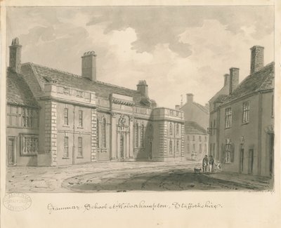 Wolverhampton - Grammar School: seepiapiirustus, 1837 tekijältä John Buckler