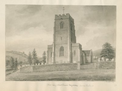 Worcestershire - Clent Church: seepiapiirros tekijältä John Buckler