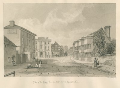 Worcestershire - Droitwich - George Inn: seepiapiirros, 1833 tekijältä John Buckler