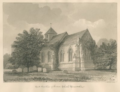 Worcestershire - Hadsorin kirkko: seepiapiirustus, 1833 tekijältä John Buckler