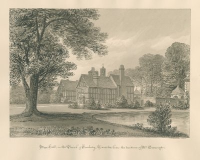Worcestershire - Hanbury - Meer Hall: seepiapiirros tekijältä John Buckler