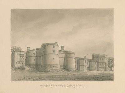Yorkshire - Skipton Castle: seepiapiirros, 1818 tekijältä John Buckler