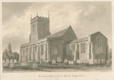 Yoxall Church: seepiapiirustus tekijältä John Buckler