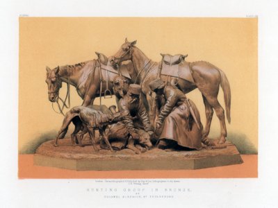 Metsästysryhmä pronssissa, 1800-luku. tekijältä John Burley Waring