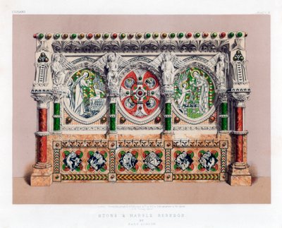 Kivi ja marmori Reredos, 1800-luku. tekijältä John Burley Waring