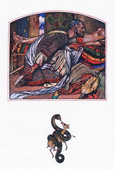 Afridi-rakkaus, kuvitus Kaman puutarhasta (ja muita sanoituksia Intiasta), 1920 tekijältä John Byam Liston Shaw