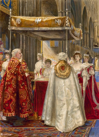 Kuningas Edward VII:n ja kuningatar Alexandran kruunaus, 1904 tekijältä John Byam Liston Shaw
