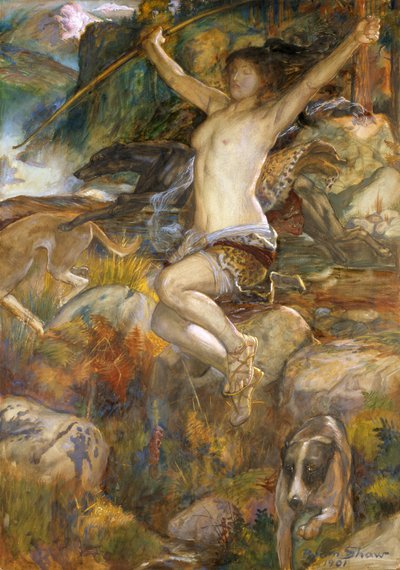 Diana of the Hunt, 1901 (wc paperilla) tekijältä John Byam Liston Shaw