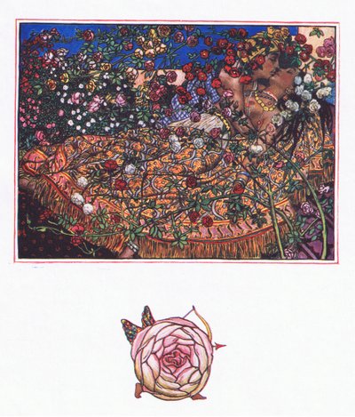 Gulbazin laulu, kuvitus Kaman puutarhasta (ja muita sanoituksia Intiasta), 1920 tekijältä John Byam Liston Shaw