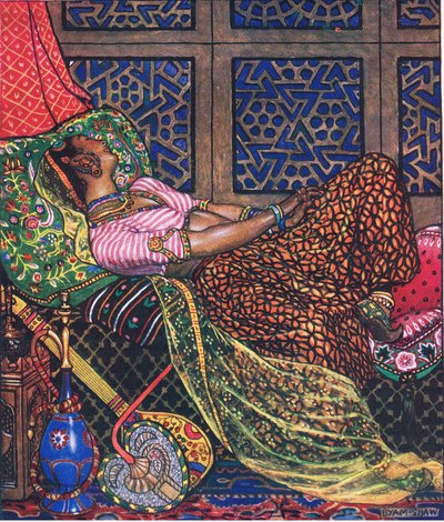 Zira vankeudessa, kuvitus Kaman puutarhasta (ja muita sanoituksia Intiasta), 1920 tekijältä John Byam Liston Shaw