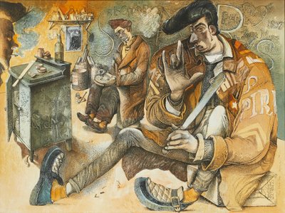 The Slab Boys (kynä ja muste ja akvarelli) tekijältä John Byrne