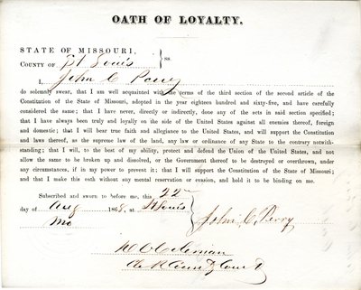 Uskollisuusvala John C.Perry Missourista, St.Louisin kreivikunta tekijältä John C. Perry