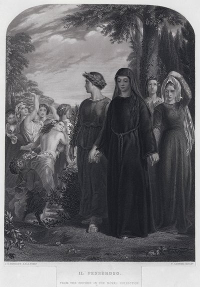 Il Penseroso (kaiverrus) tekijältä John Callcott Horsley