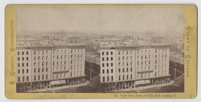 Stereografia näkymästä kaupungintalon kupolista pohjoiseen, ennen Chicagon tulipaloa vuonna 1871 tekijältä John Carbutt