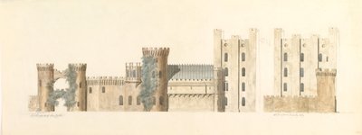North Aspects of Lea Castle ja West Aspect of Wolverley, Cookley, Worcestershire, ca. 1816. tekijältä John Carter.