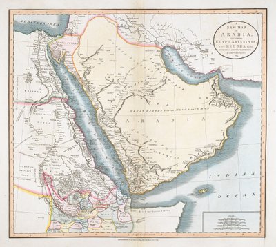 Uusi Arabian kartta, mukaan lukien Egypti, Abessinia, Punainenmeri  c.  c.  c. viimeisimpien viranomaisten mukaan. tekijältä John Cary