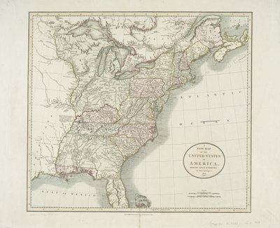 Uusi Amerikan yhdysvaltojen kartta viimeisimmiltä viranomaisilta, 1806 tekijältä John Cary