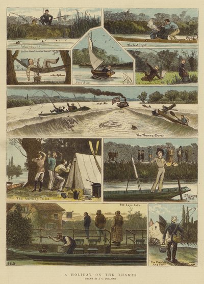Loma Thamesilla (chromolitho) tekijältä John Charles (after) Dollman