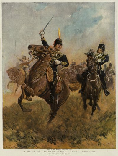 20. husaarien upseeri ja trumpetisti, Review Order (chromolitho) tekijältä John Charlton
